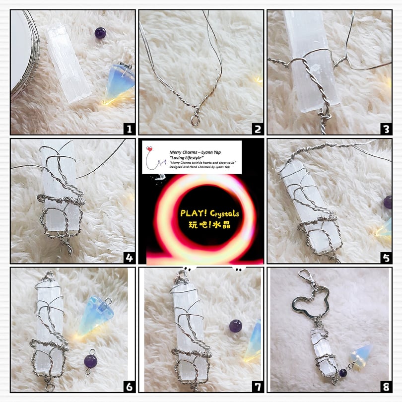 Wire-Wrap Selenite / Amethyst / Opal Tutorial 1