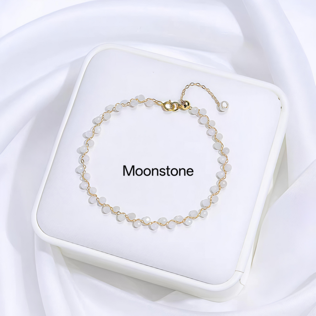 PCB03 高级天然水晶+淡水珍珠14k镀金可调节手链