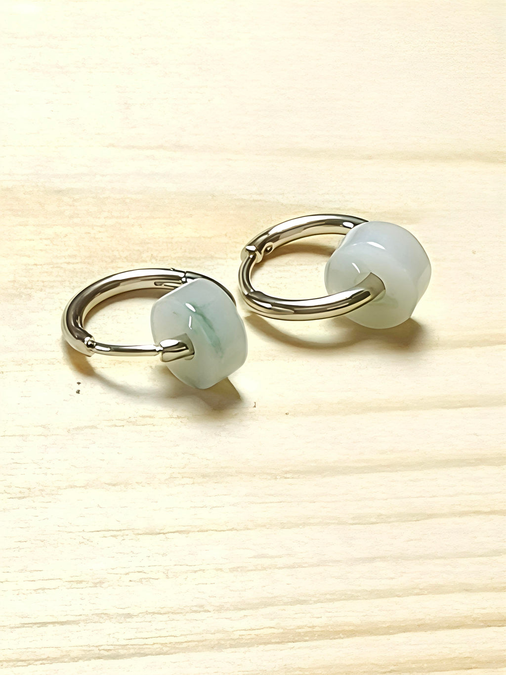 MYJ023 PREMIUM Myanmar Grade A Jadeite Peace Donut S925 Silver Hook Earrings