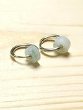 MYJ023 PREMIUM Myanmar Grade A Jadeite Peace Donut S925 Silver Hook Earrings
