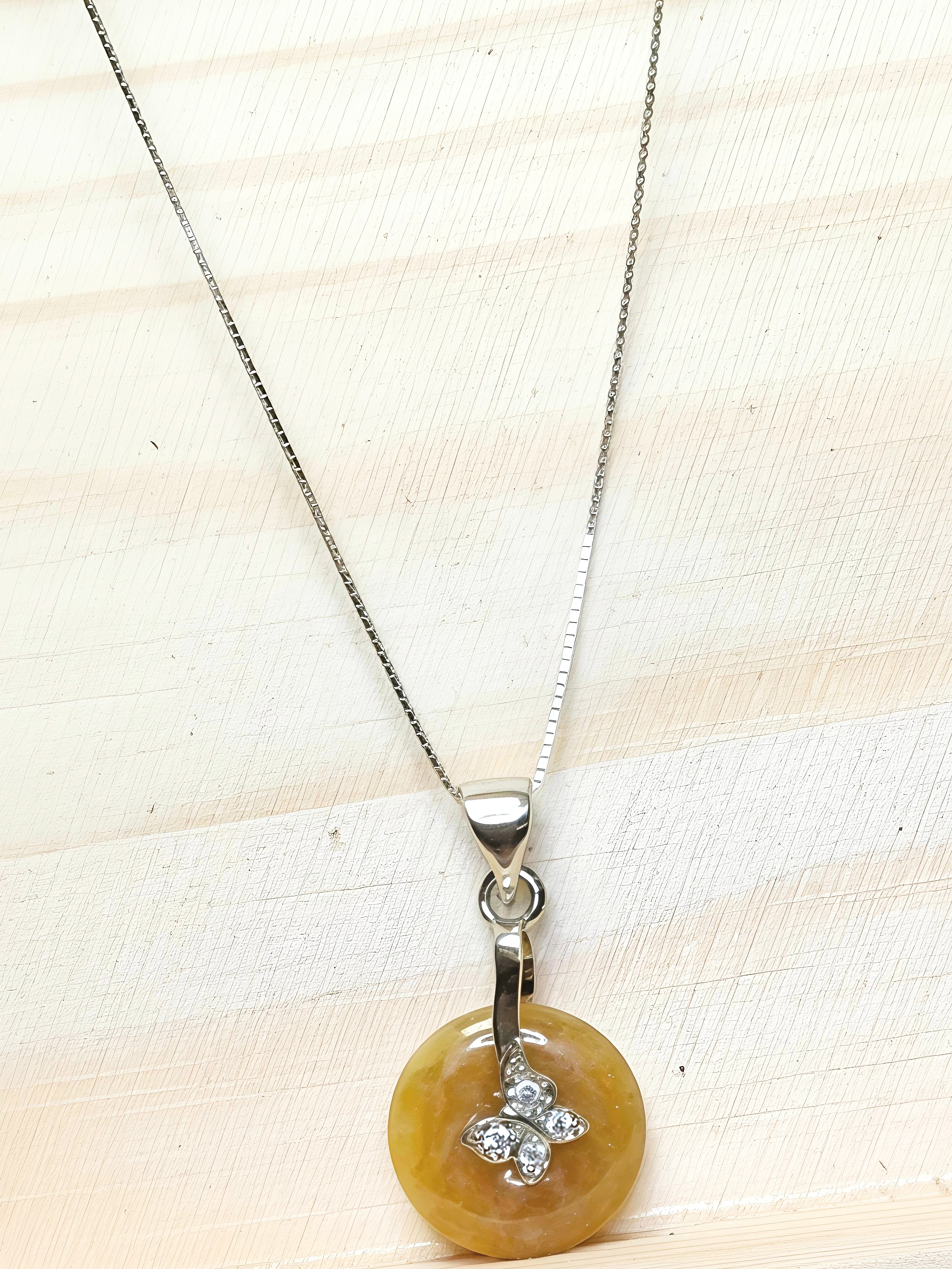 MYJ02 PREMIUM Myanmar Grade A Jadeite Peace Donut S925 Silver Chain Necklace