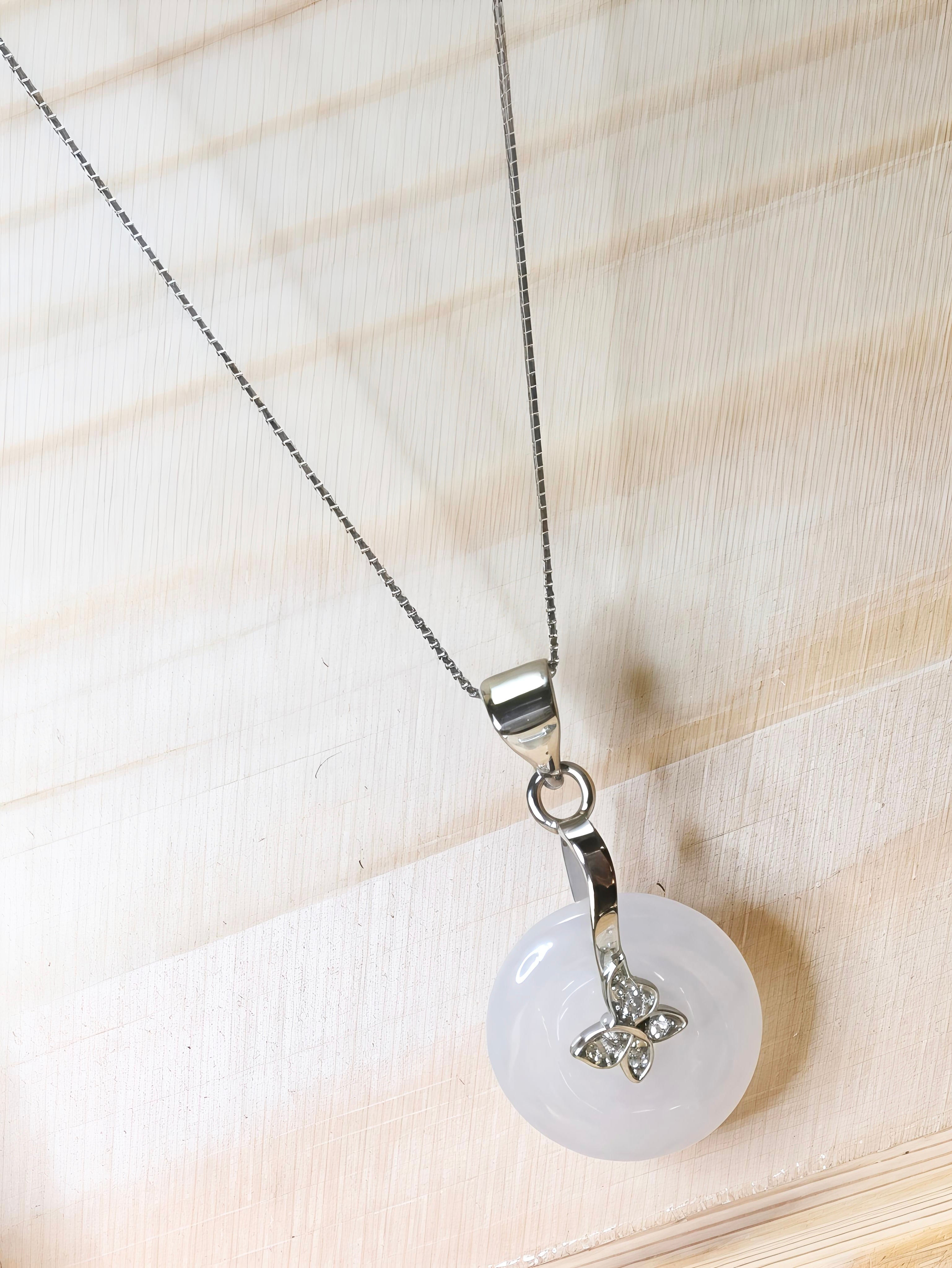 MYJ02 PREMIUM Myanmar Grade A Jadeite Peace Donut S925 Silver Chain Necklace