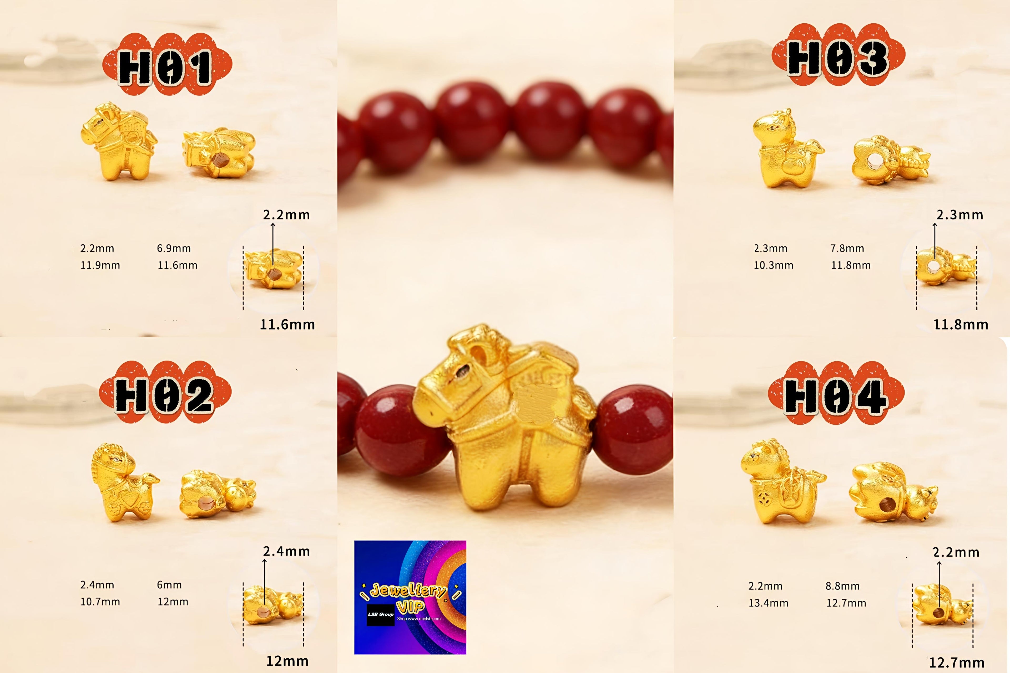 RDH01/02/03/04 Relax & DIY Gold Sand Blessed Horse Charm