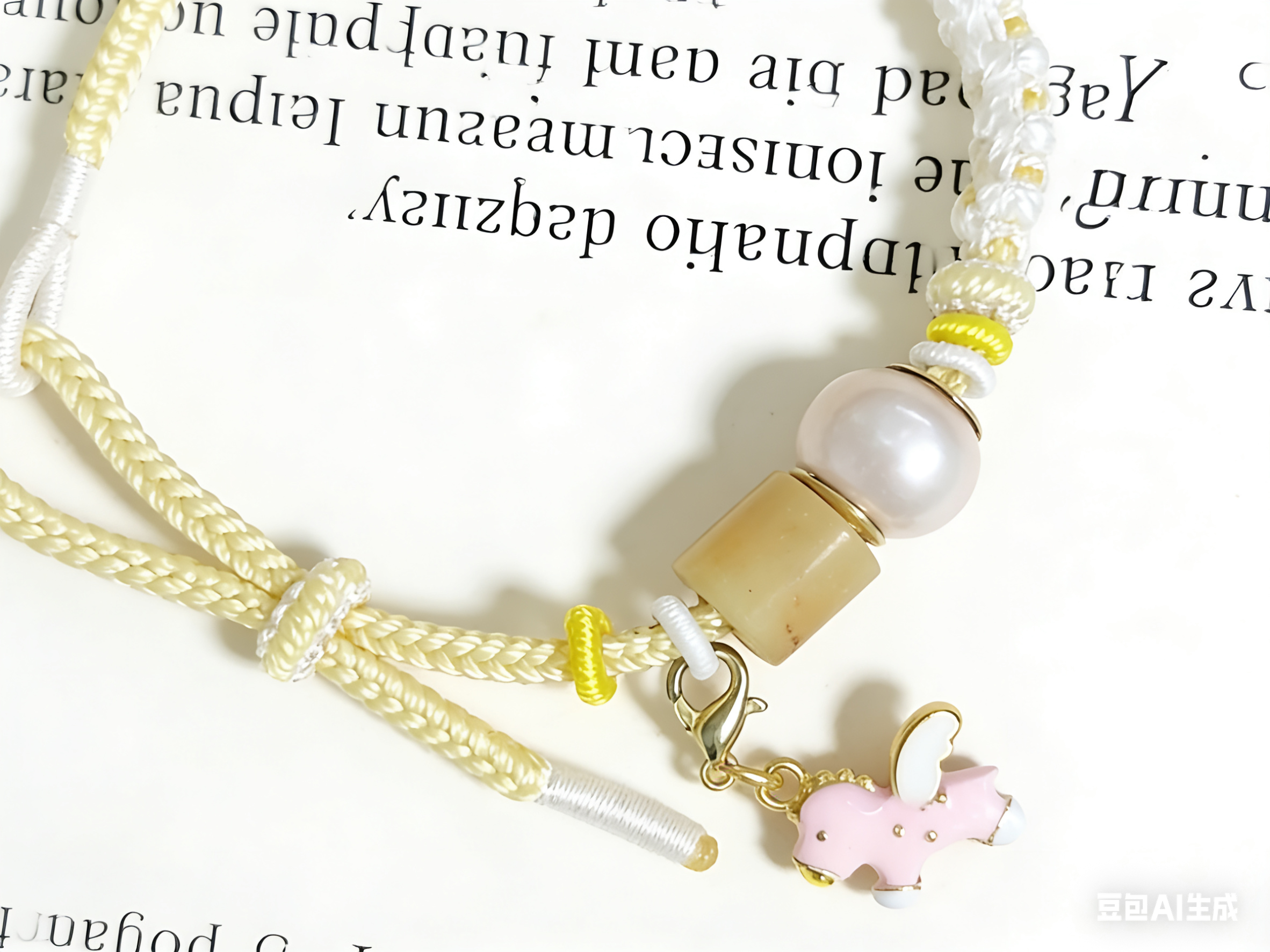 GOOD24 - PREMIUM Good'ness Pink Hand Braided Natural Fresh Water Pearl Detachable Enamel Horse Charm Beaded Adjustable