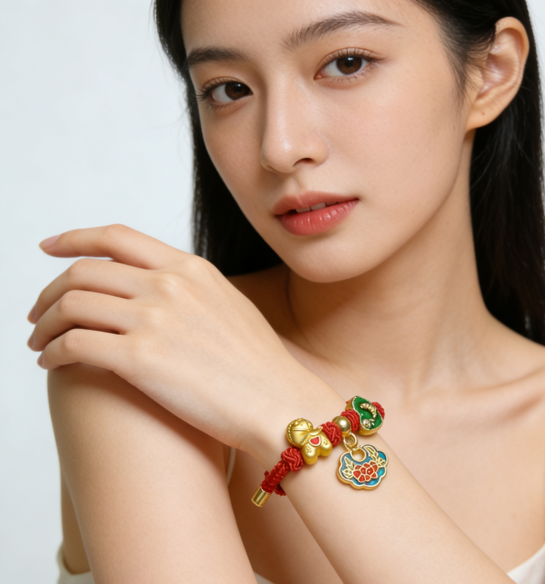 BGM02 PREMIUM Charming Scarlet Adjustable Charmed Bracelet + Natural Nanjing Yuhua Agate + Jewellery Zipper Box Mystery Set