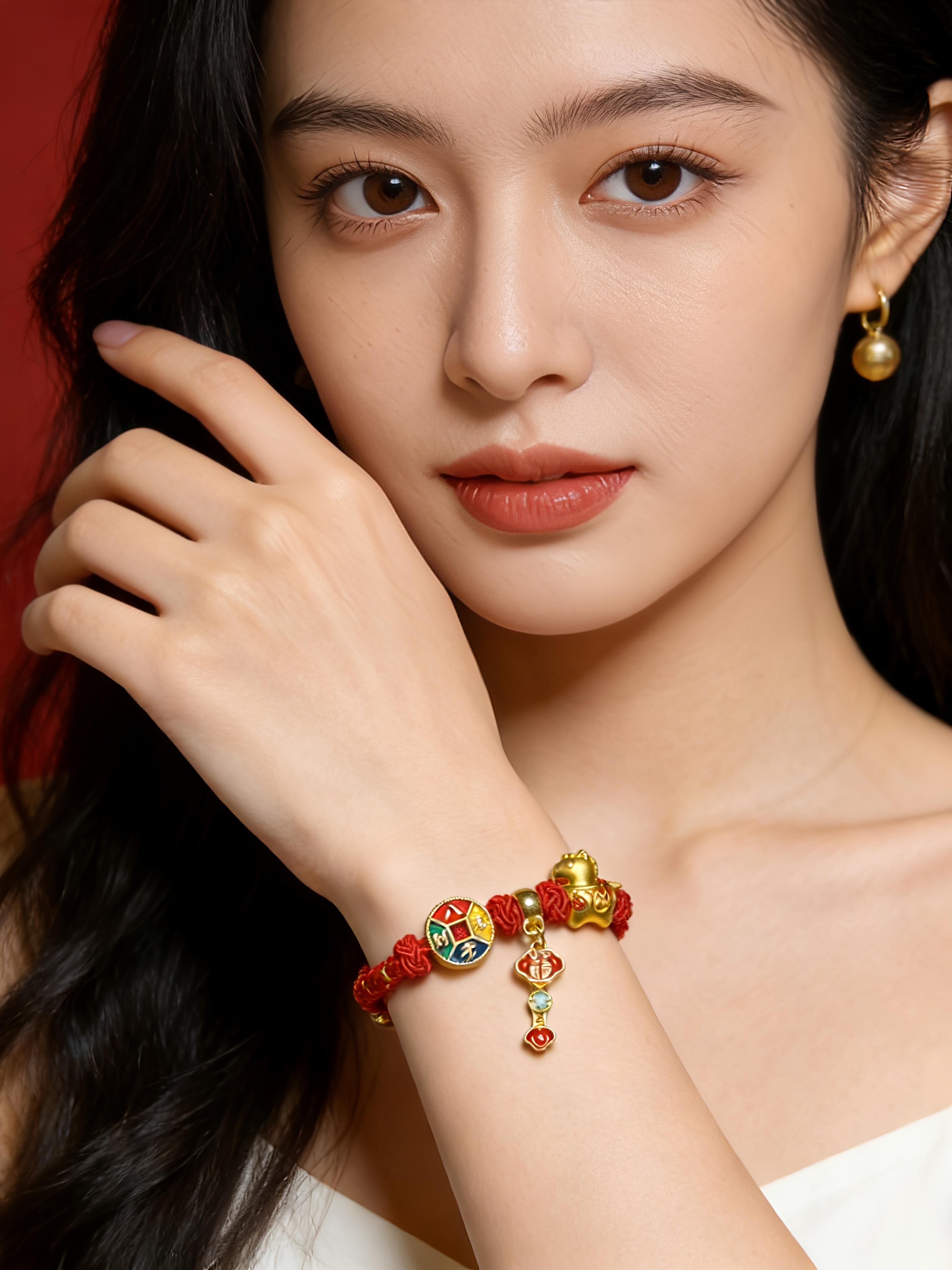 BGM02 PREMIUM Charming Scarlet Adjustable Charmed Bracelet + Natural Nanjing Yuhua Agate + Jewellery Zipper Box Mystery Set