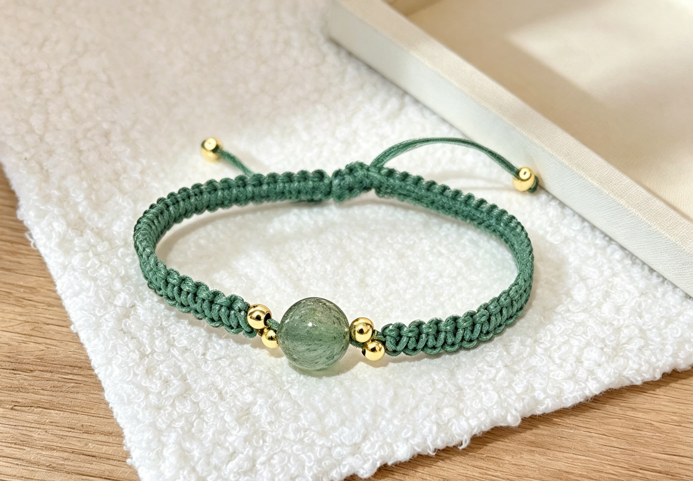 GOOD11 - PREMIUM Good'ness Hand Braided Natural Chrysoprase Beaded Adjustable Bracelet
