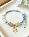 GOOD25 - PREMIUM Good'ness Blue Hand Braided Natural Chalcedony Detachable Enamel Horse Charm Beaded Adjustable Bracelet