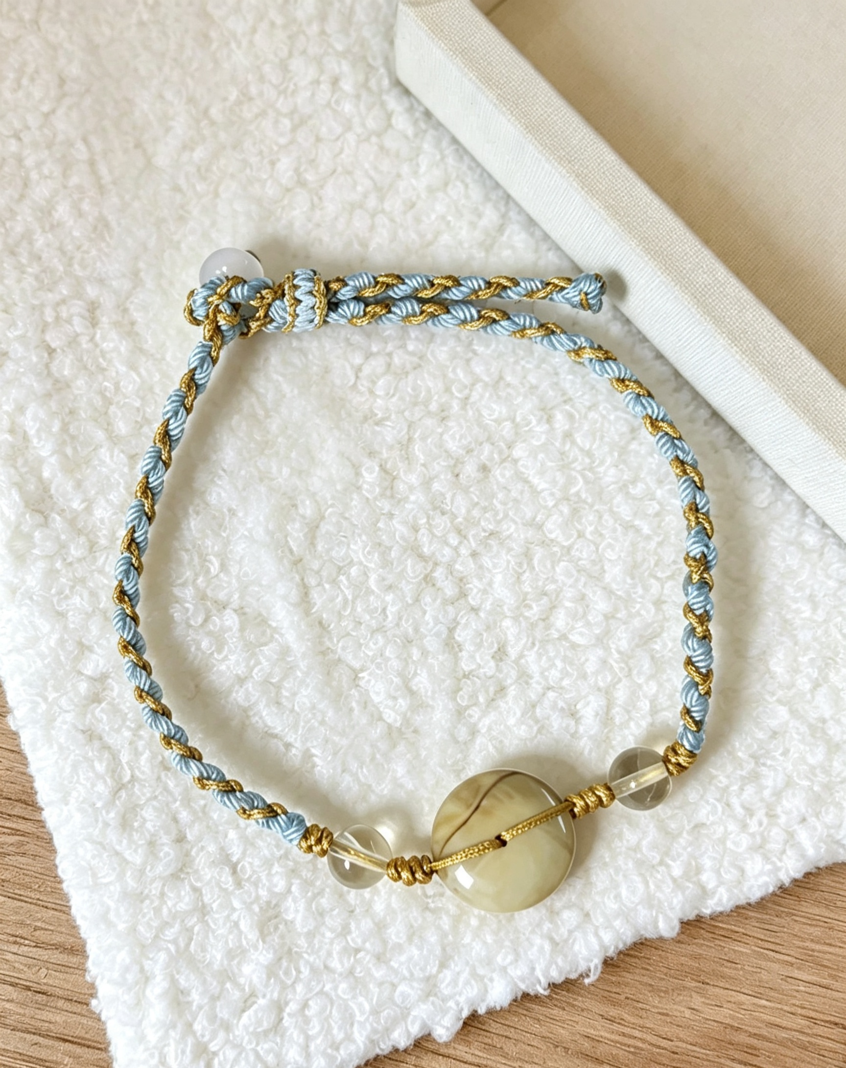 GOOD30 - PREMIUM Good'ness Hand Braided Natural Yellow Tiger Eye Peace Nugget Charm Beaded Adjustable Bracelet