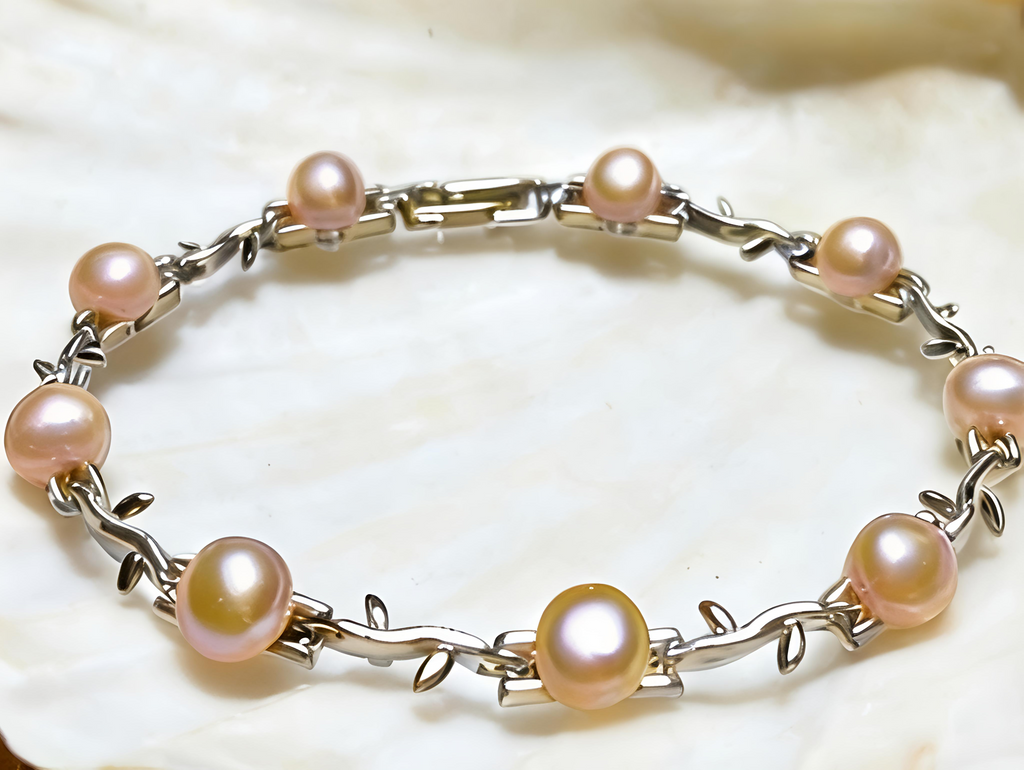 TPL02 Pearl Light PREMIUM Cultured Freshwater Button Pearl Chain Bracelet