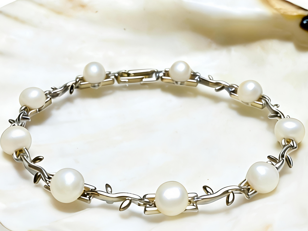 TPL02 Pearl Light PREMIUM Cultured Freshwater Button Pearl Chain Bracelet