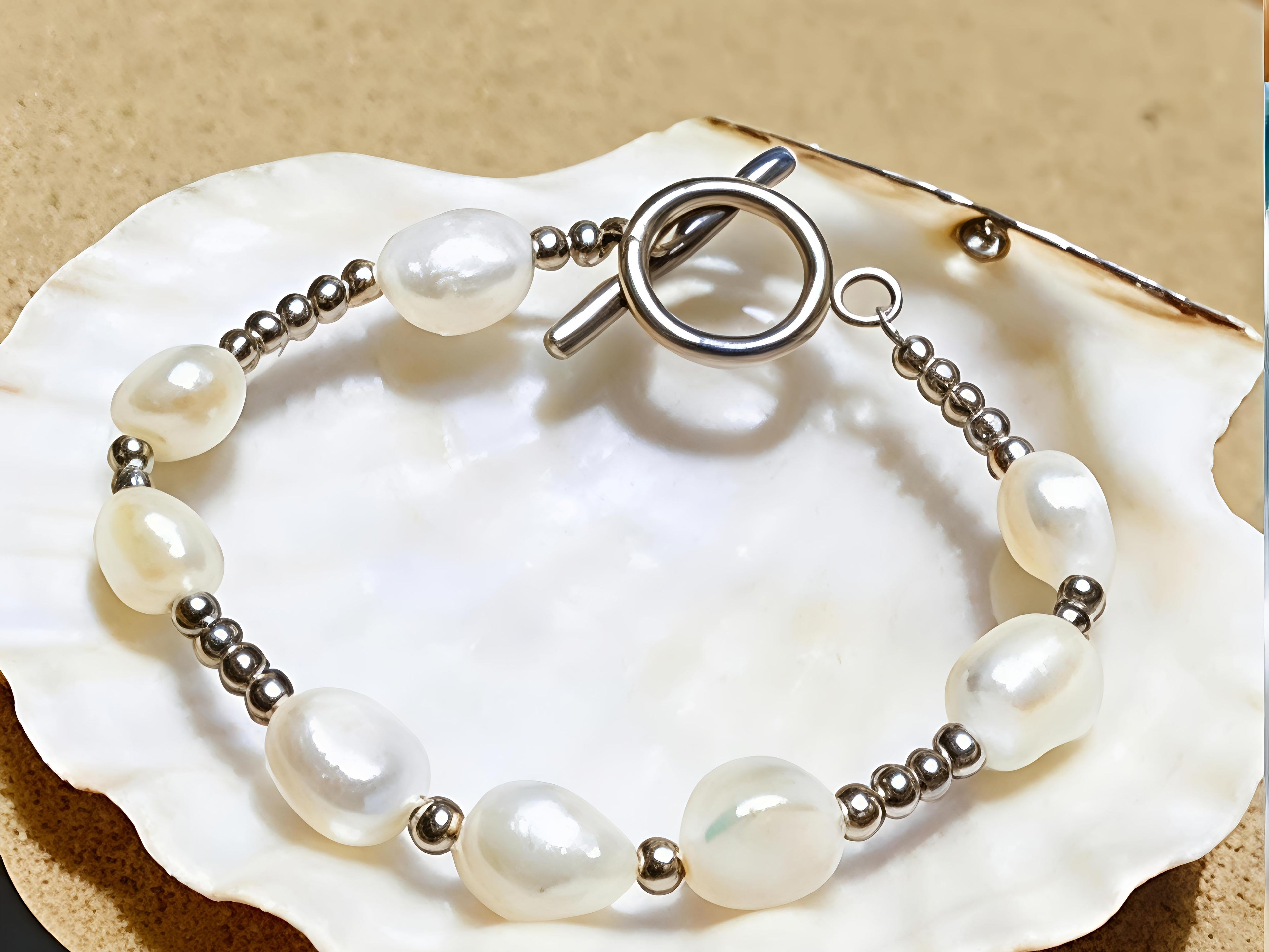TPL05 Pearl Light PREMIUM Cultured Freshwater Baroque Pearl Chain Bracelet
