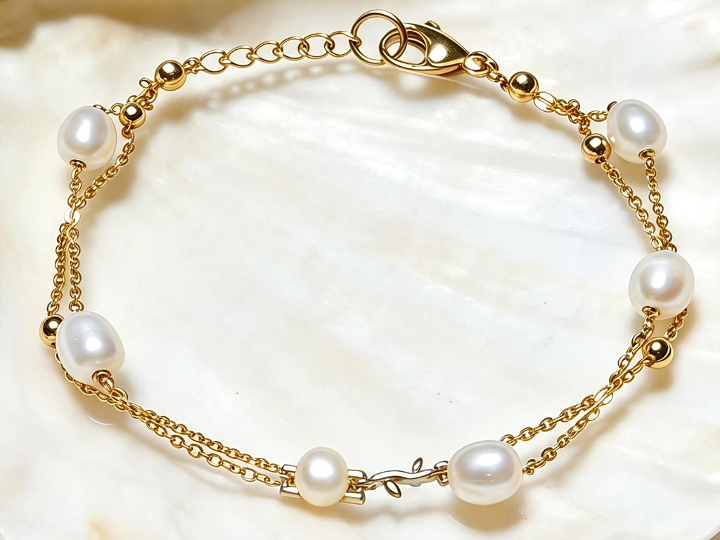 TPL03 Light Pearl PREMIUM Cultured Freshwater Pearl Layered Chain Bracelet