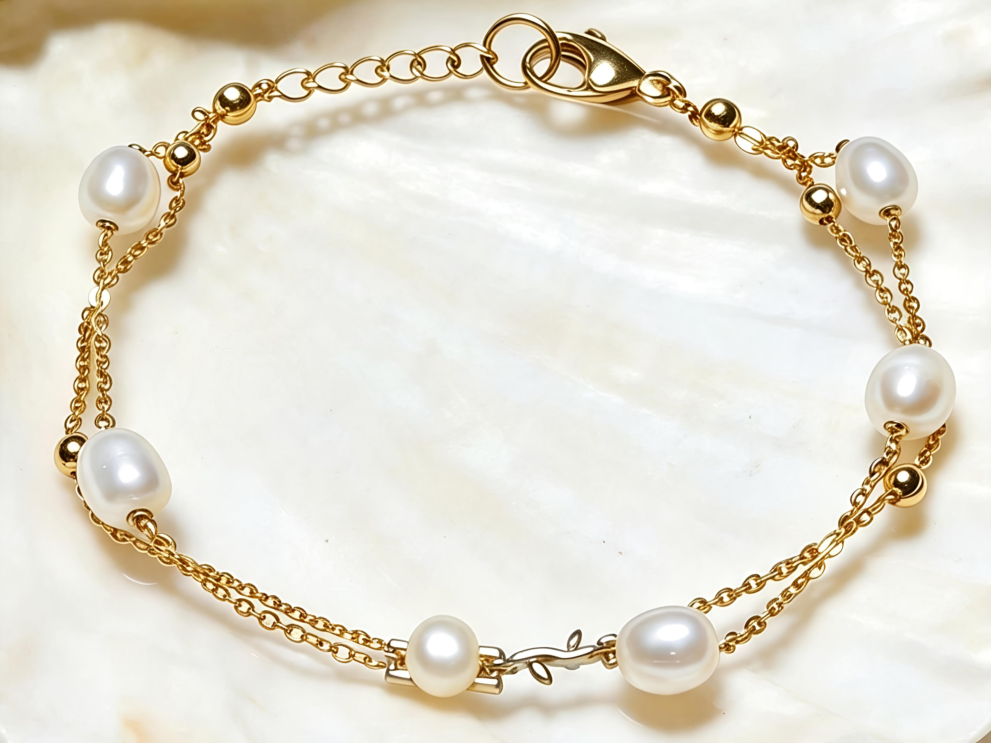 TPL03 Light Pearl PREMIUM Cultured Freshwater Pearl Layered Chain Bracelet