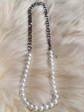 TWOS09 - PREMIUM Glass Imitation Beaded Chain Pearl Chain Necklace