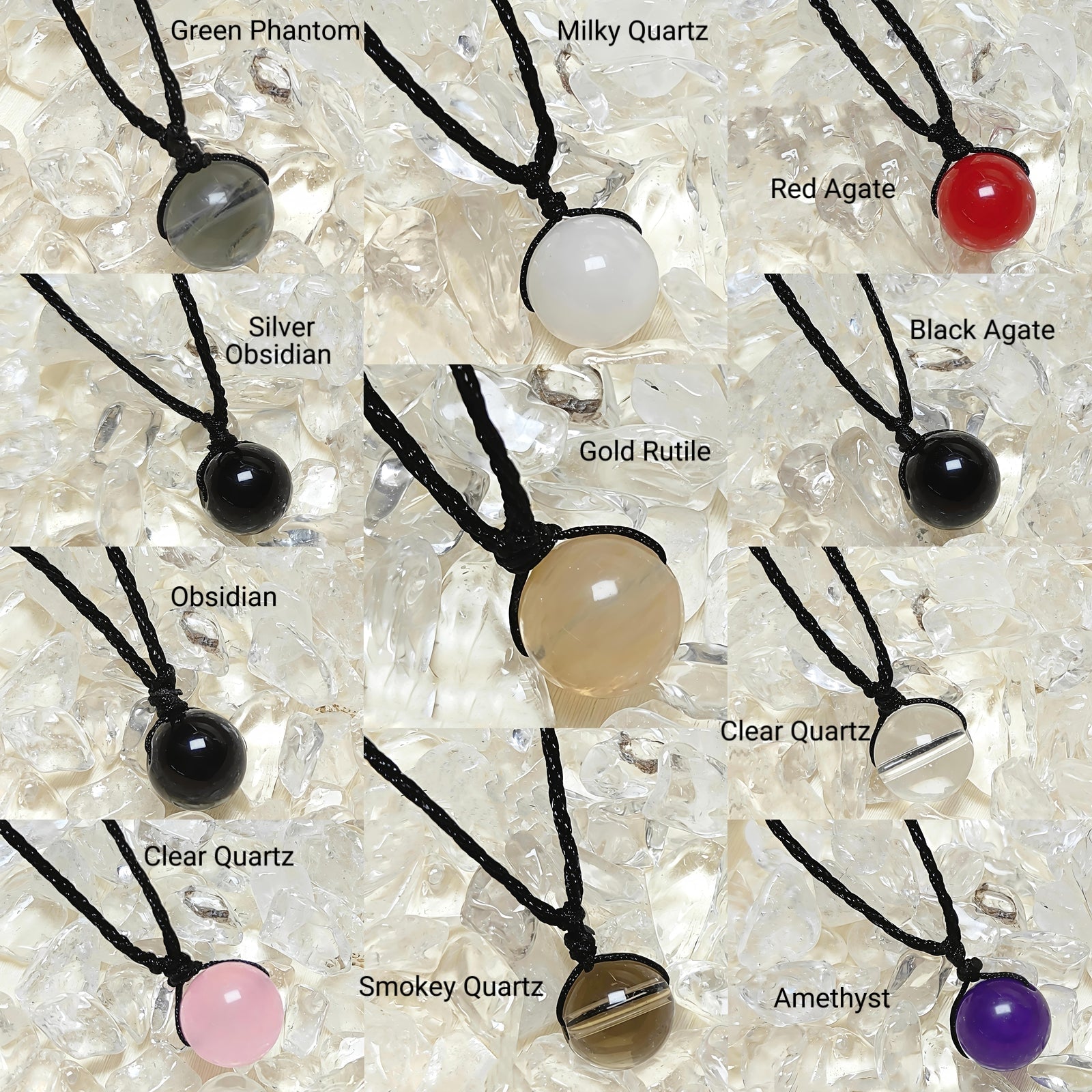 BGM01 PREMIUM Gentle Bit Bit Natural Crystals Hand Braided Bracelet+Necklace+Ear studs Mystery Jewellery Box Set