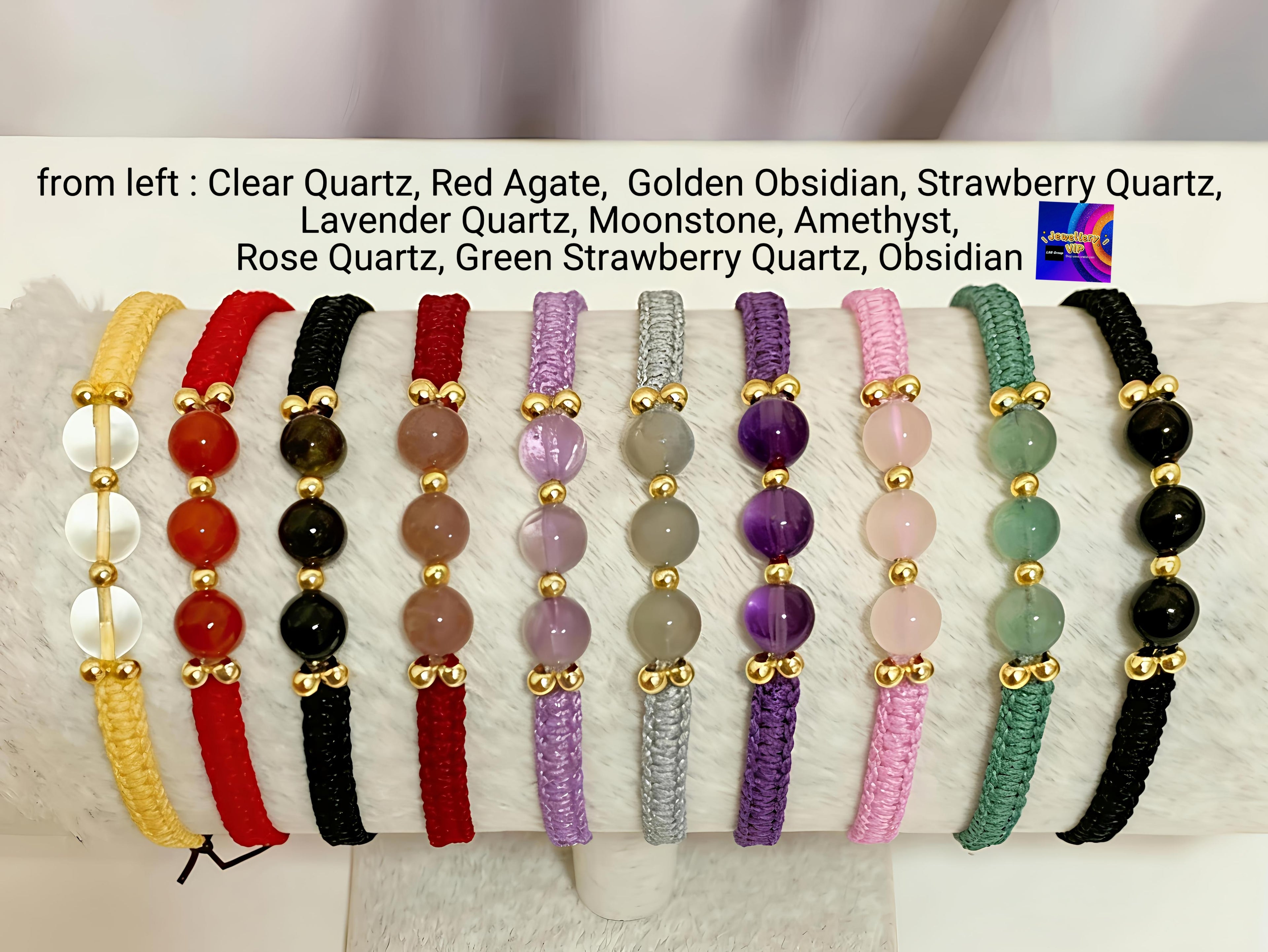 BGM01 PREMIUM Gentle Bit Bit Natural Crystals Hand Braided Bracelet+Necklace+Ear studs Mystery Jewellery Box Set