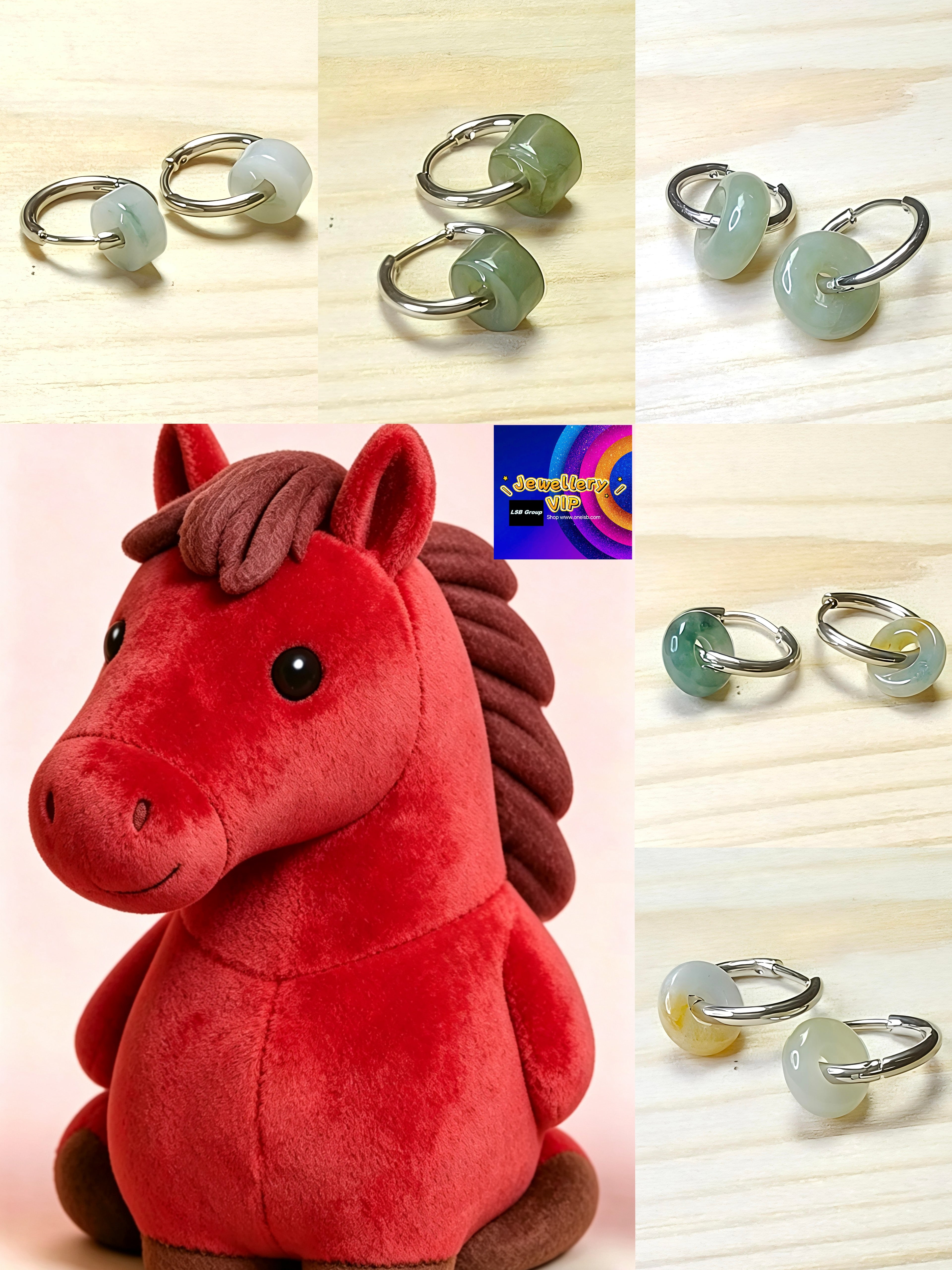 MYJ023 PREMIUM Myanmar Grade A Jadeite Peace Donut S925 Silver Hook Earrings