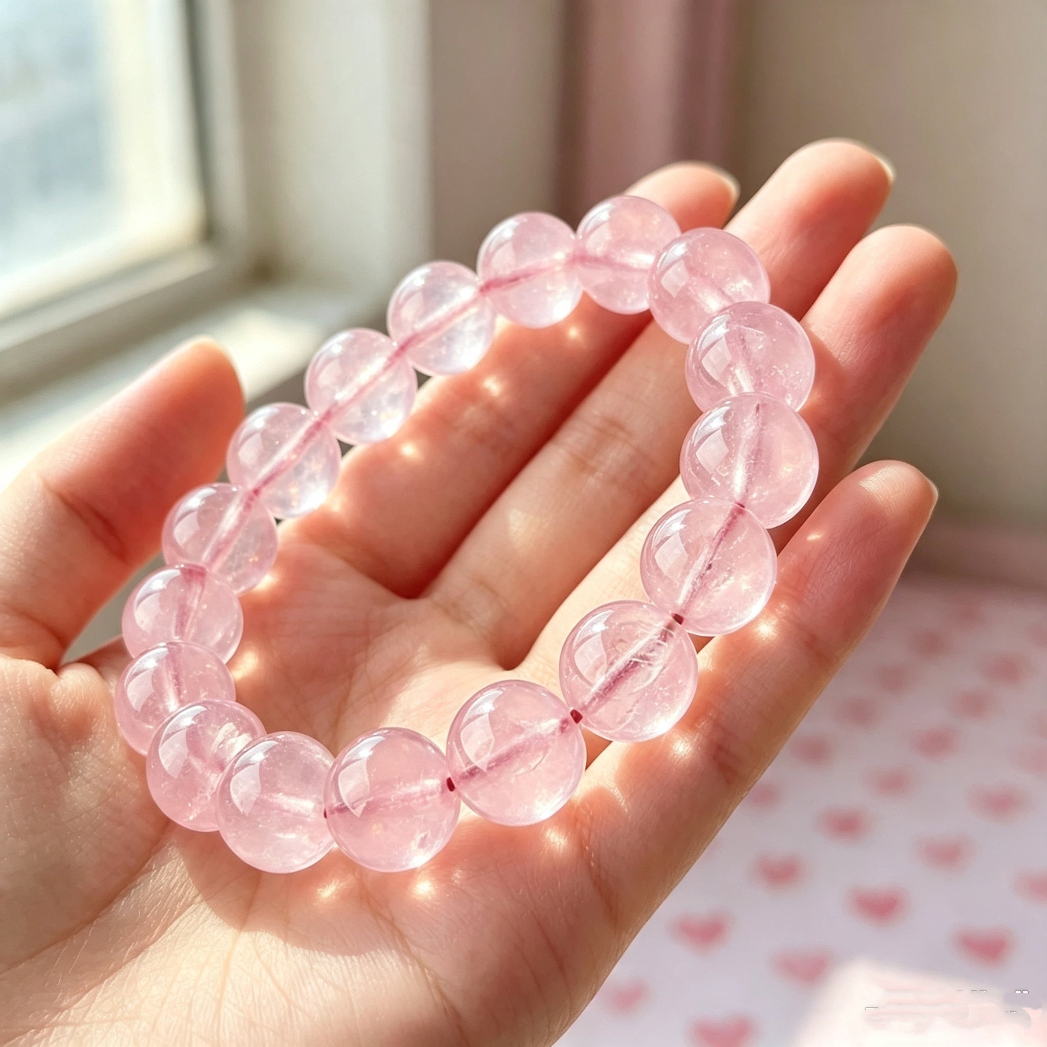 BGM03 PREMIUM Loving Rosie Rose Quartz Mystery Jewellery Bag + Elastic Bracelet