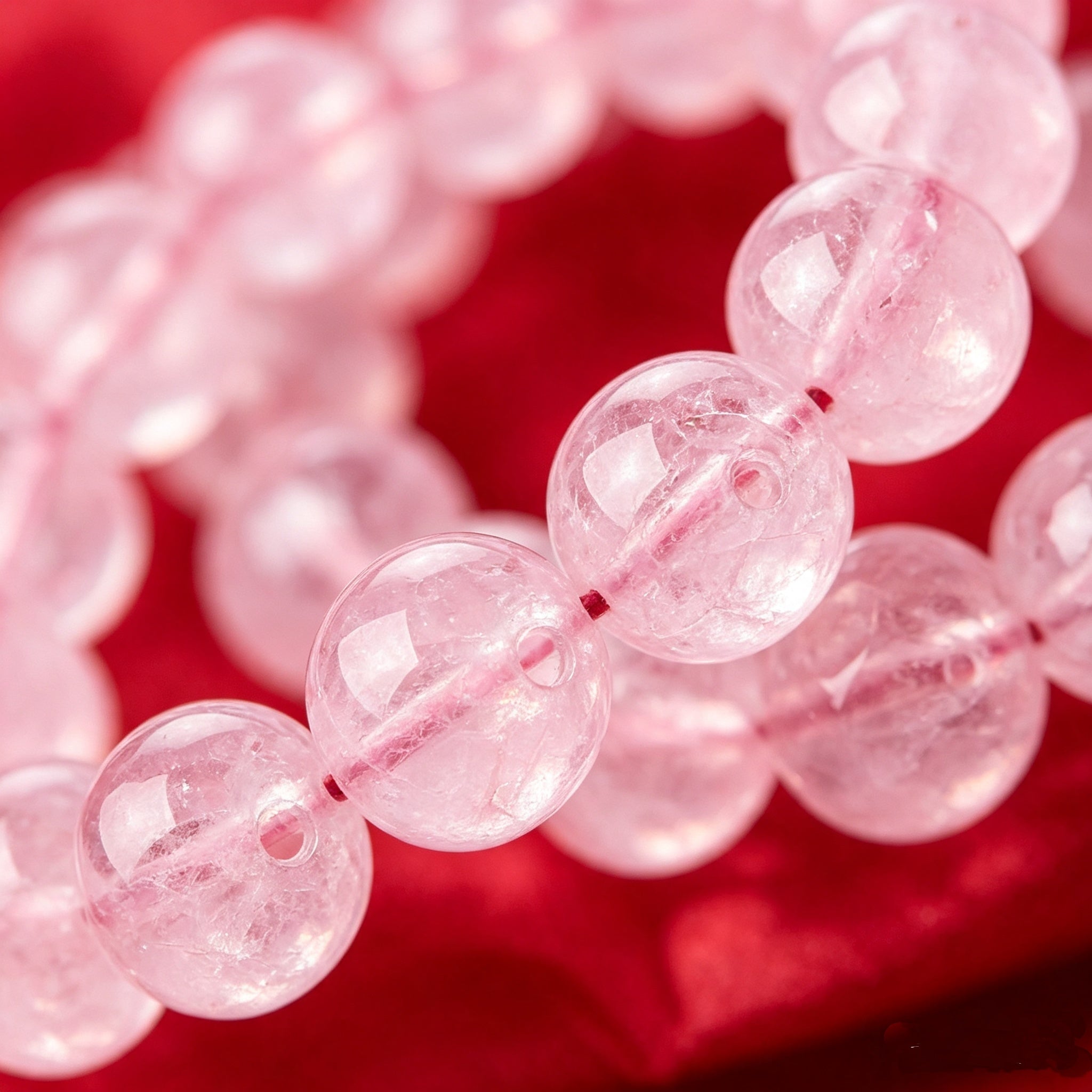 CSL02 Crystal Light PREMIUM Classic Natural Rose Quartz Elastic Bracelet