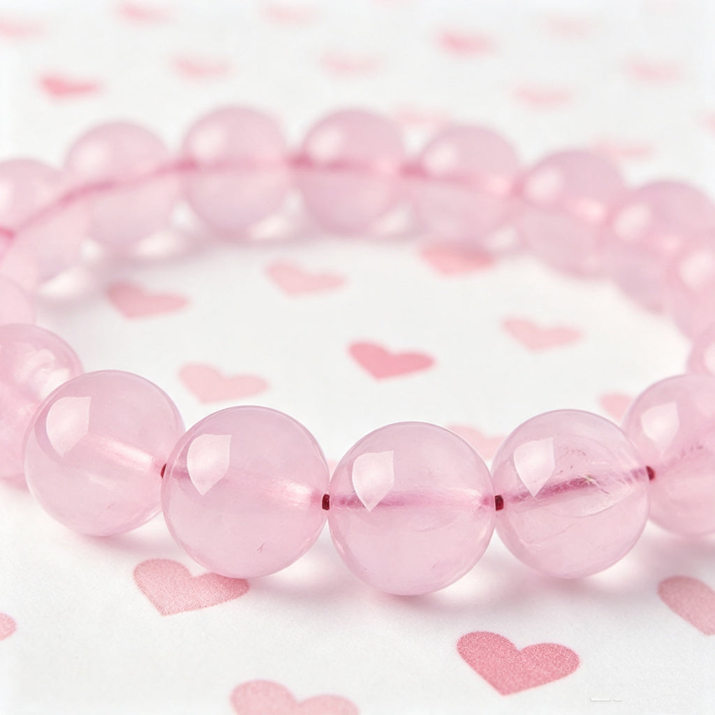 CSL02 Crystal Light PREMIUM Classic Natural Rose Quartz Elastic Bracelet